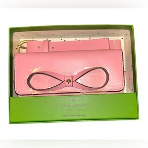 KATE SPADE Pink Studded Bow Light Pink Leather Adjustable Belt Bag S/M NEW $108